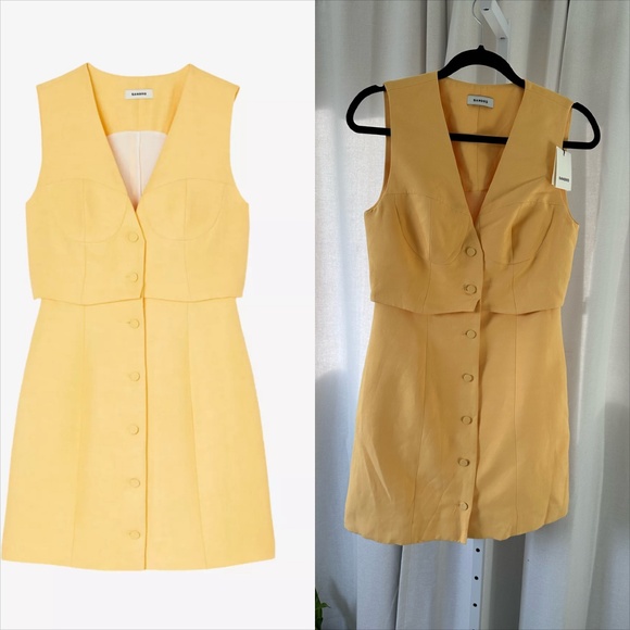 Sandro sleeveless yellow vest style mini dress